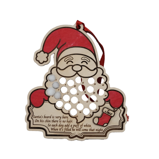 Personalized Santa Beard Countdown Advent Calendar Ornament