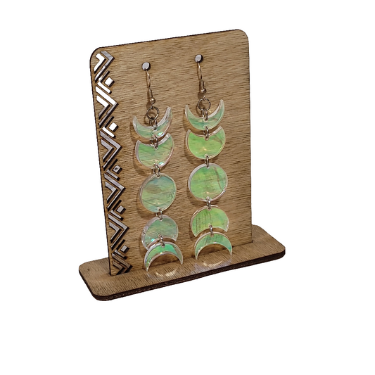 Moon Phase Dangle Earrings – Iridescent Lunar Jewelry