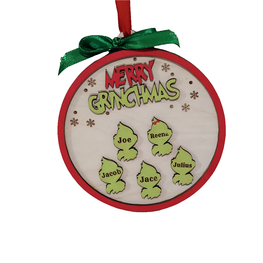 Personalized Holiday Family Ornament – Custom Green Character Design