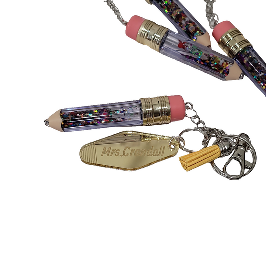 Personalized Glitter Pencil Keychain – Teacher Appreciation Gift
