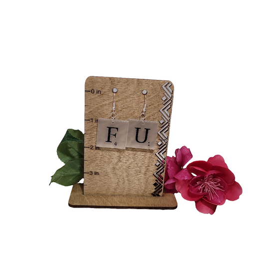 FU Letter Tile Earrings – Funny Statement Jewelry 🔠✨