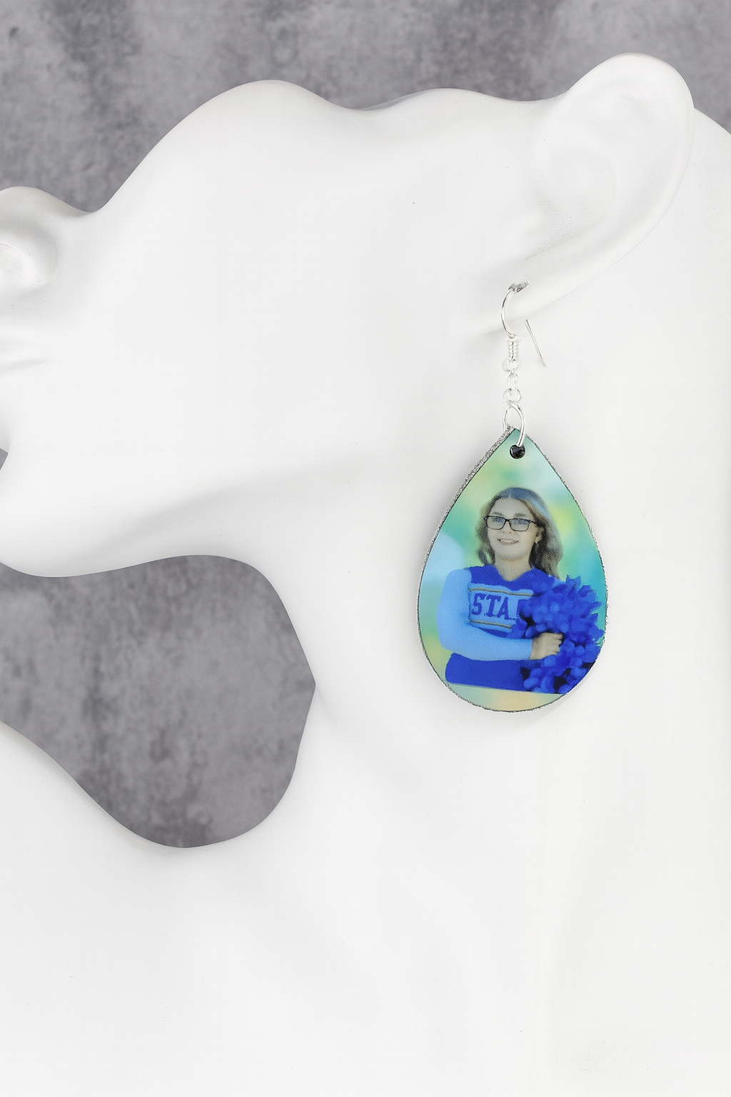 Custom Sports Mom Earrings – Personalized Photo & Jersey Number | Cheer, Football, Baseball, Softball, Basketball Gifts