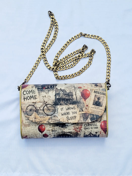 Vintage Horror Collage Handmade Crossbody Purse