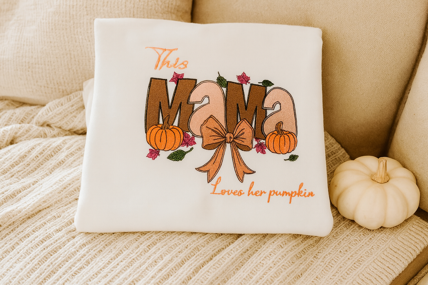 Mama’s Pumpkin Matching Fall Set | Embroidered Sweatshirt + Personalized Dog Bandana | Mommy & Me + Pet Outfit for Pumpkin Patch & Fall Photos