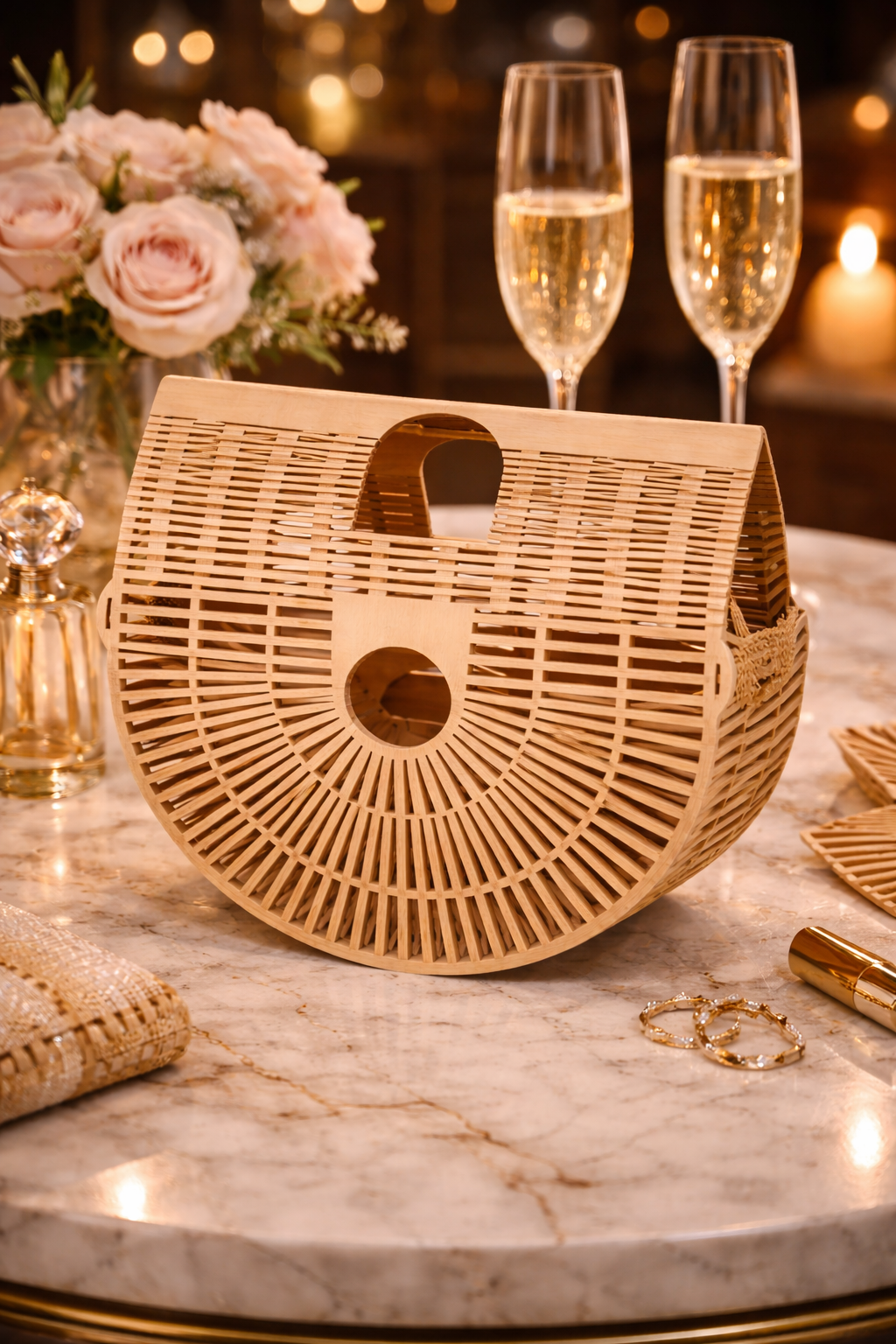 Half moon purse, Wooden purse