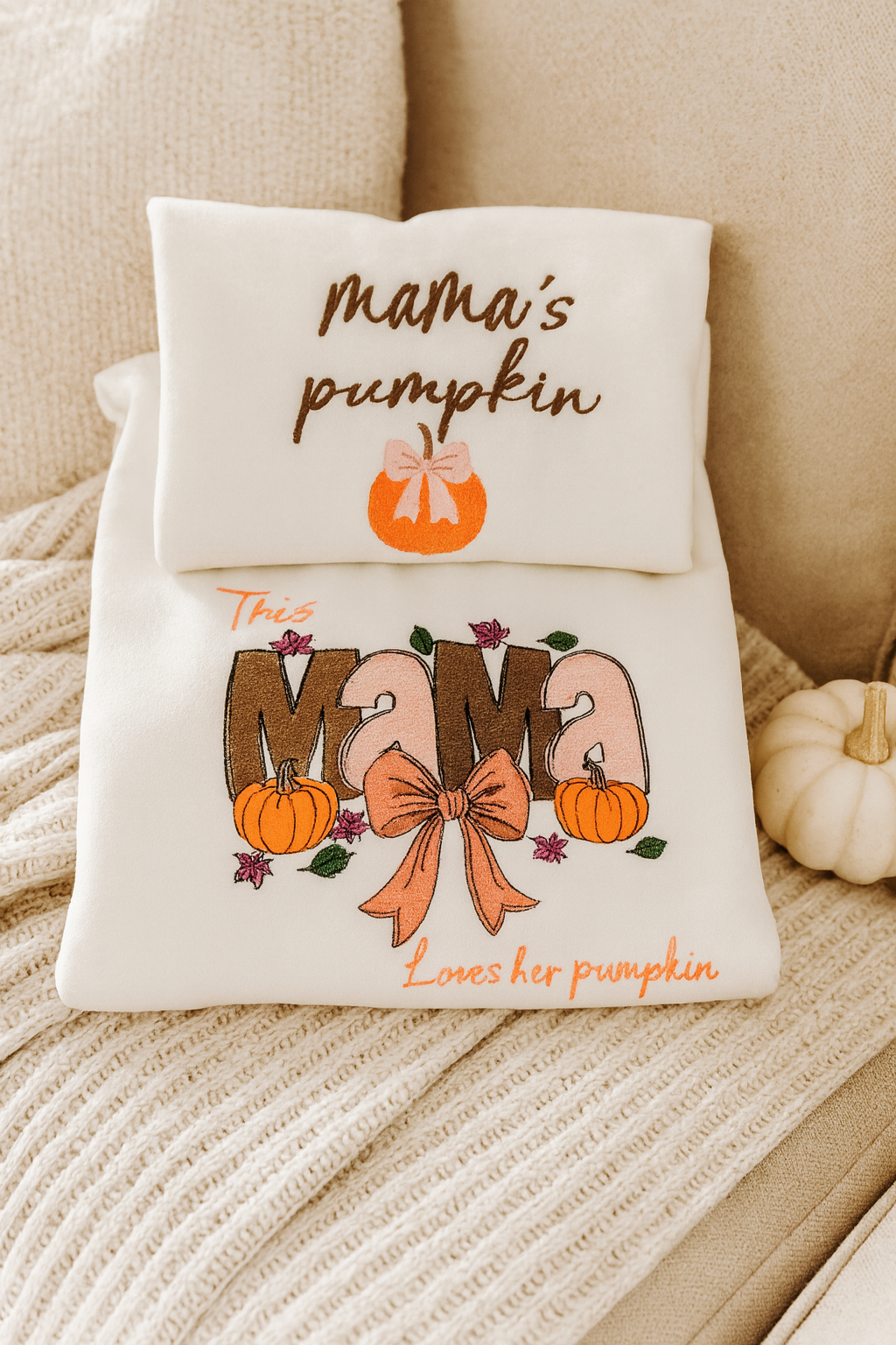 Mama’s Pumpkin Matching Fall Set | Embroidered Sweatshirt + Personalized Dog Bandana | Mommy & Me + Pet Outfit for Pumpkin Patch & Fall Photos