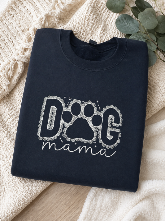 DOG Mama Embroidered Crewneck Sweatshirt | Dog Lover Sweatshirt | Pet Mom Gift | Cozy Dog Mama Pullover