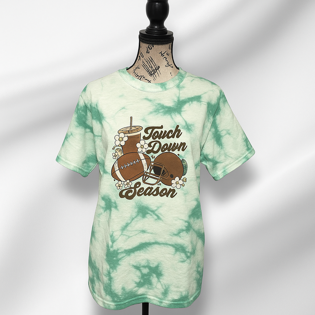 Touchdown Season Tie-Dye T-Shirt | Game Day Graphic Tee | Football Fan Apparel