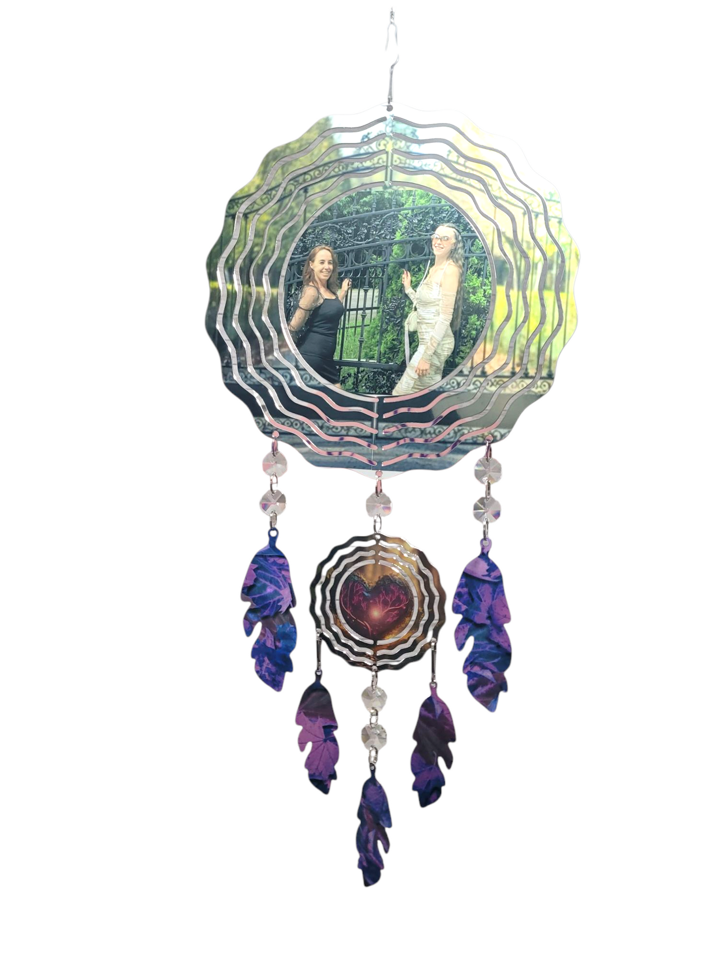 Custom Photo Wind Spinner with Charms – Personalized Memorial / Gift