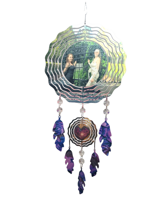 Custom Photo Wind Spinner with Charms – Personalized Memorial / Gift