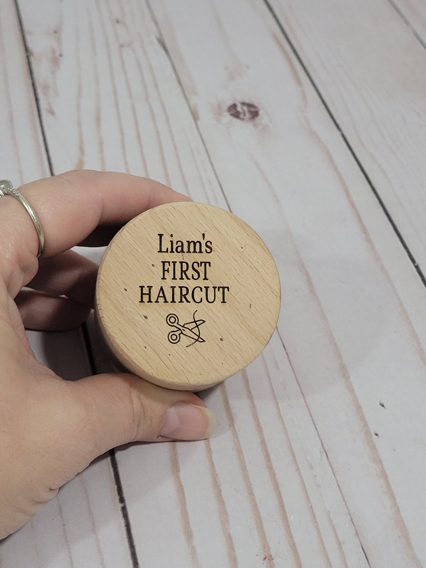 Personalized Wooden Baby Keepsake Box – First Haircut Memory Holder ✂️👶