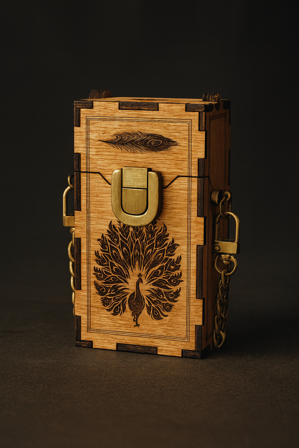 Wooden Peacock Hip Bag / Mini Purse – Handcrafted & Customizable