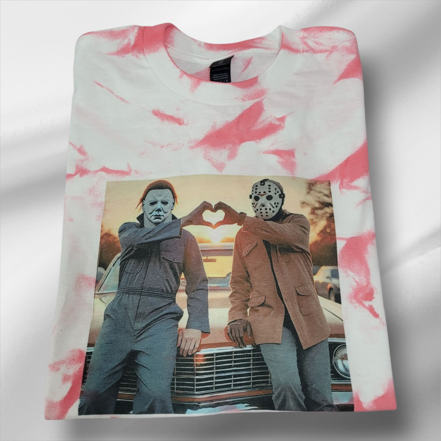 Spooky Cute Tie-Dye Halloween T-Shirt – Michael & Jason Heart Hands Graphic Tee