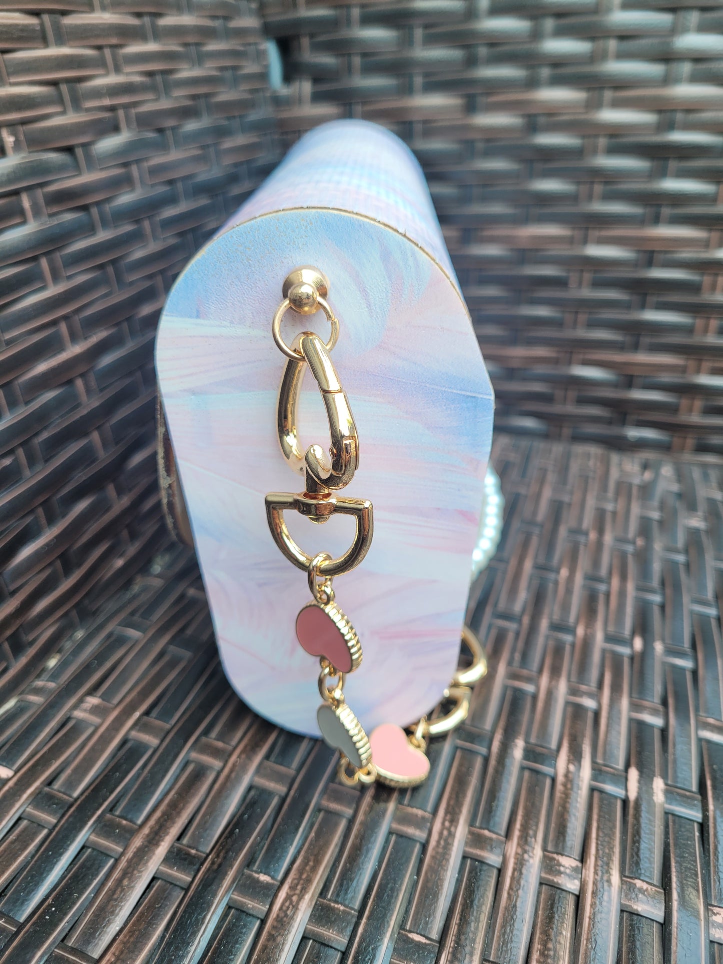 Pastel Feather Wooden Clutch Purse | Handmade Pearl Chain Crossbody Bag