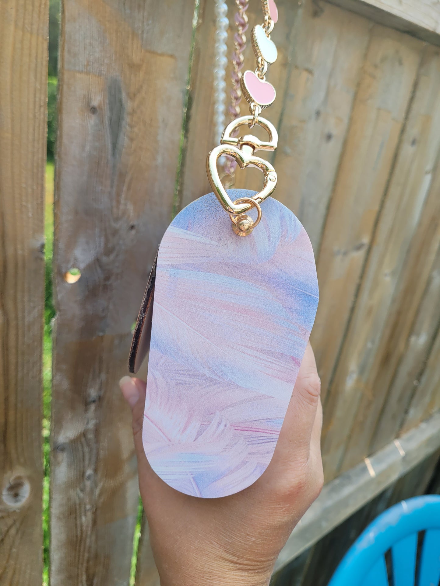 Pastel Feather Wooden Clutch Purse | Handmade Pearl Chain Crossbody Bag