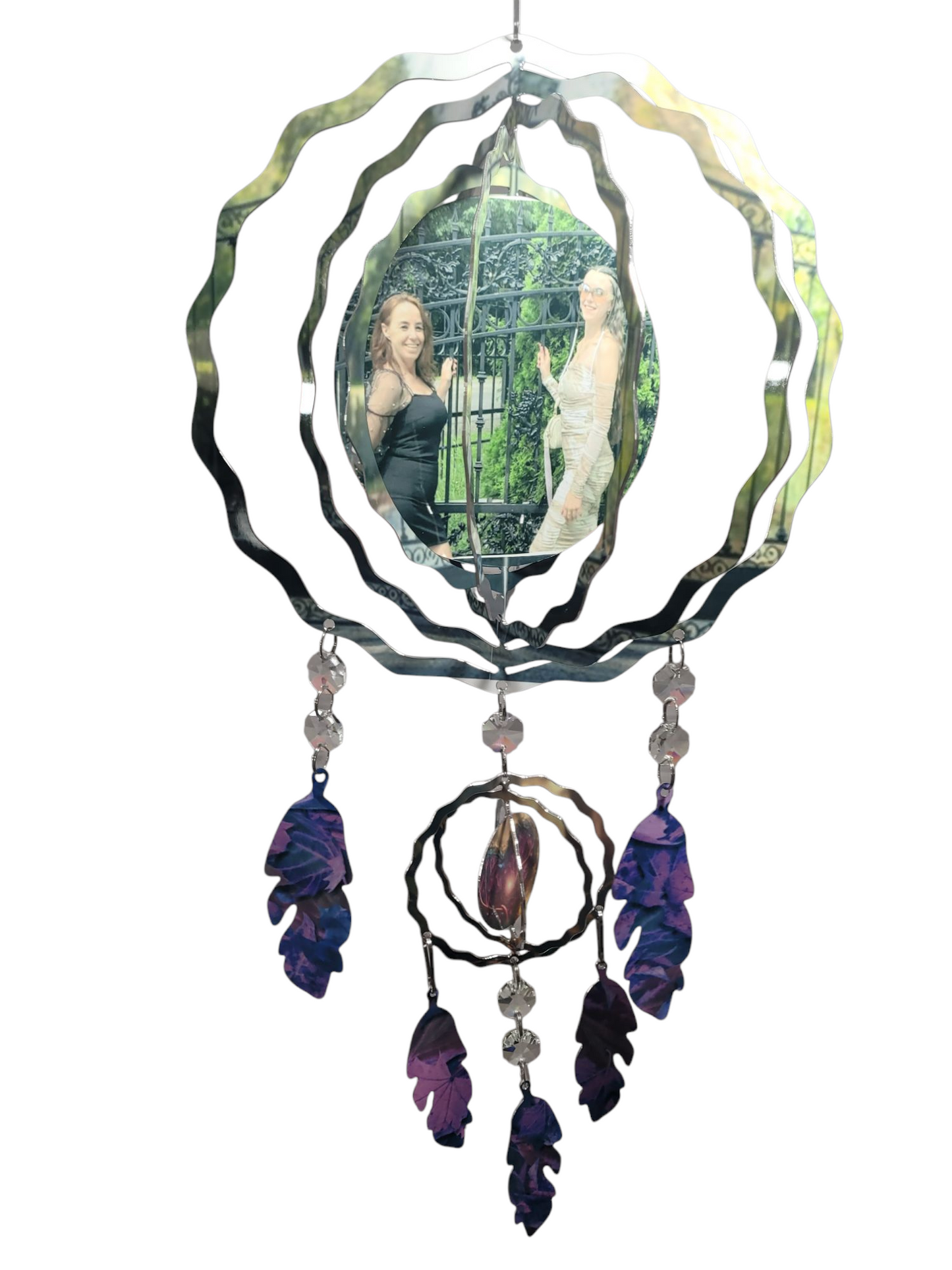 Custom Photo Wind Spinner with Charms – Personalized Memorial / Gift