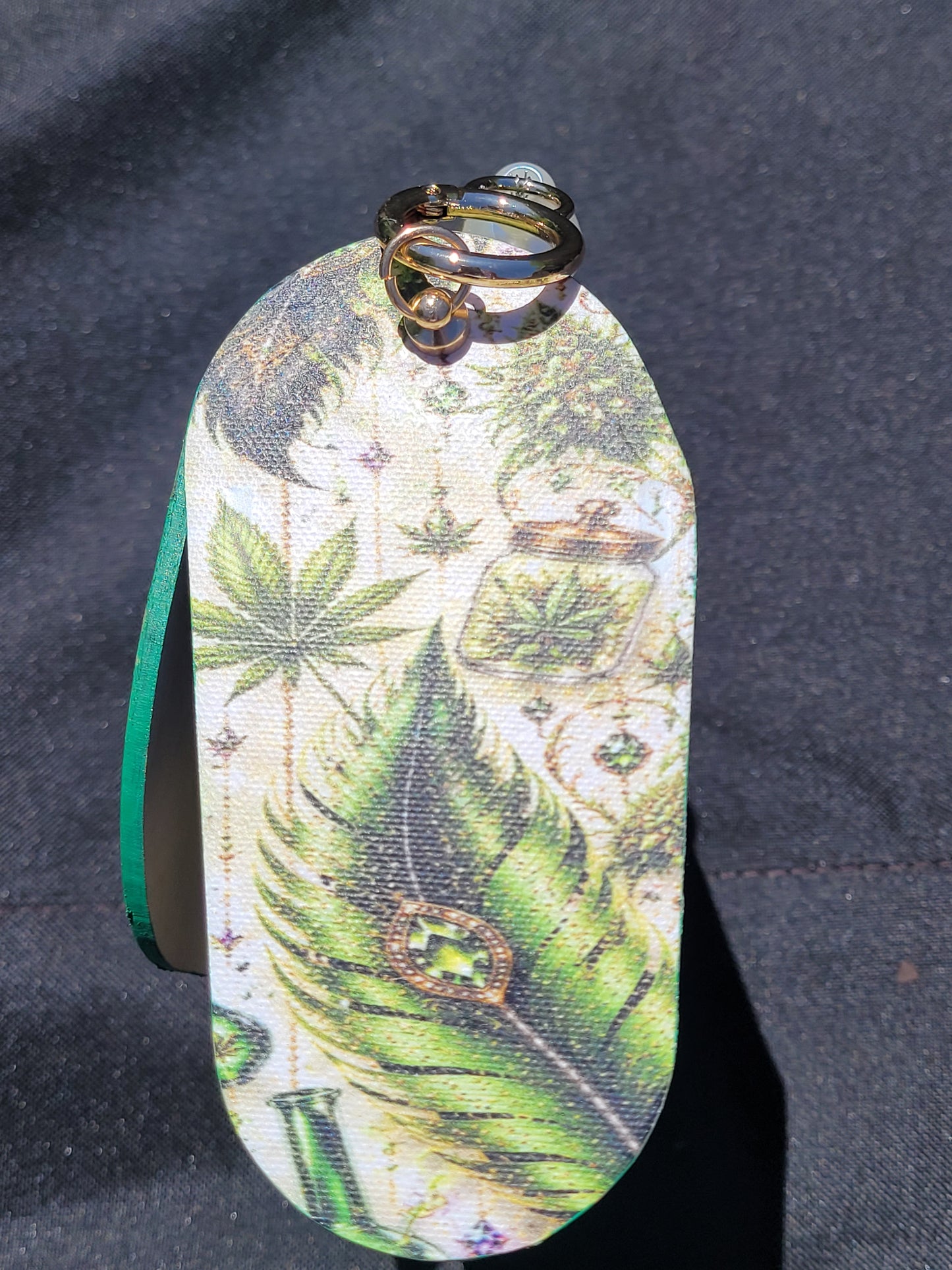Emerald Mystic Handmade Clutch | Cannabis, Skull & Feather Statement Purse | Gothic Boho Wristlet