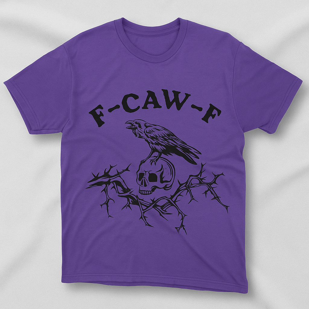 F-CAW-F Raven Skull Graphic Tee | Gothic Streetwear Unisex T-Shirt