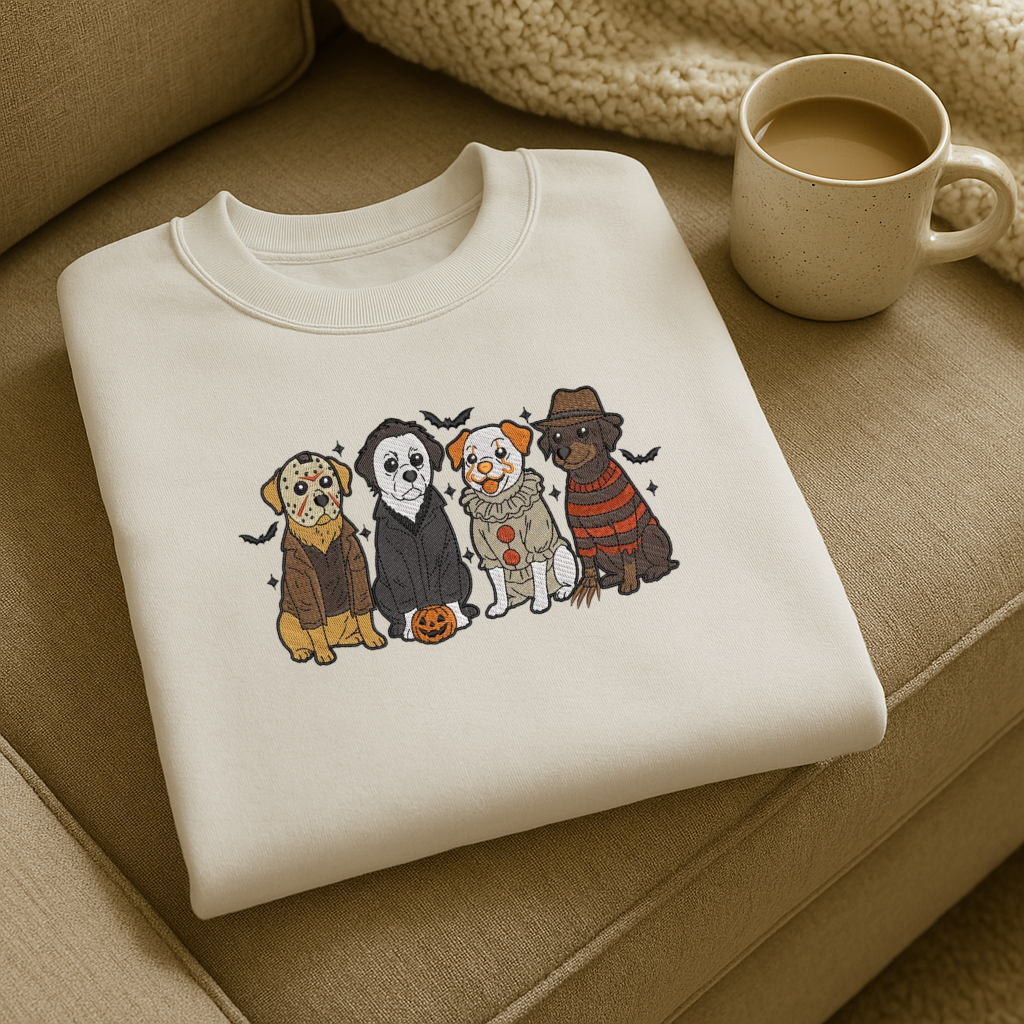 🎃 Halloween Horror Dog Crewneck Sweatshirt & Beanie Set