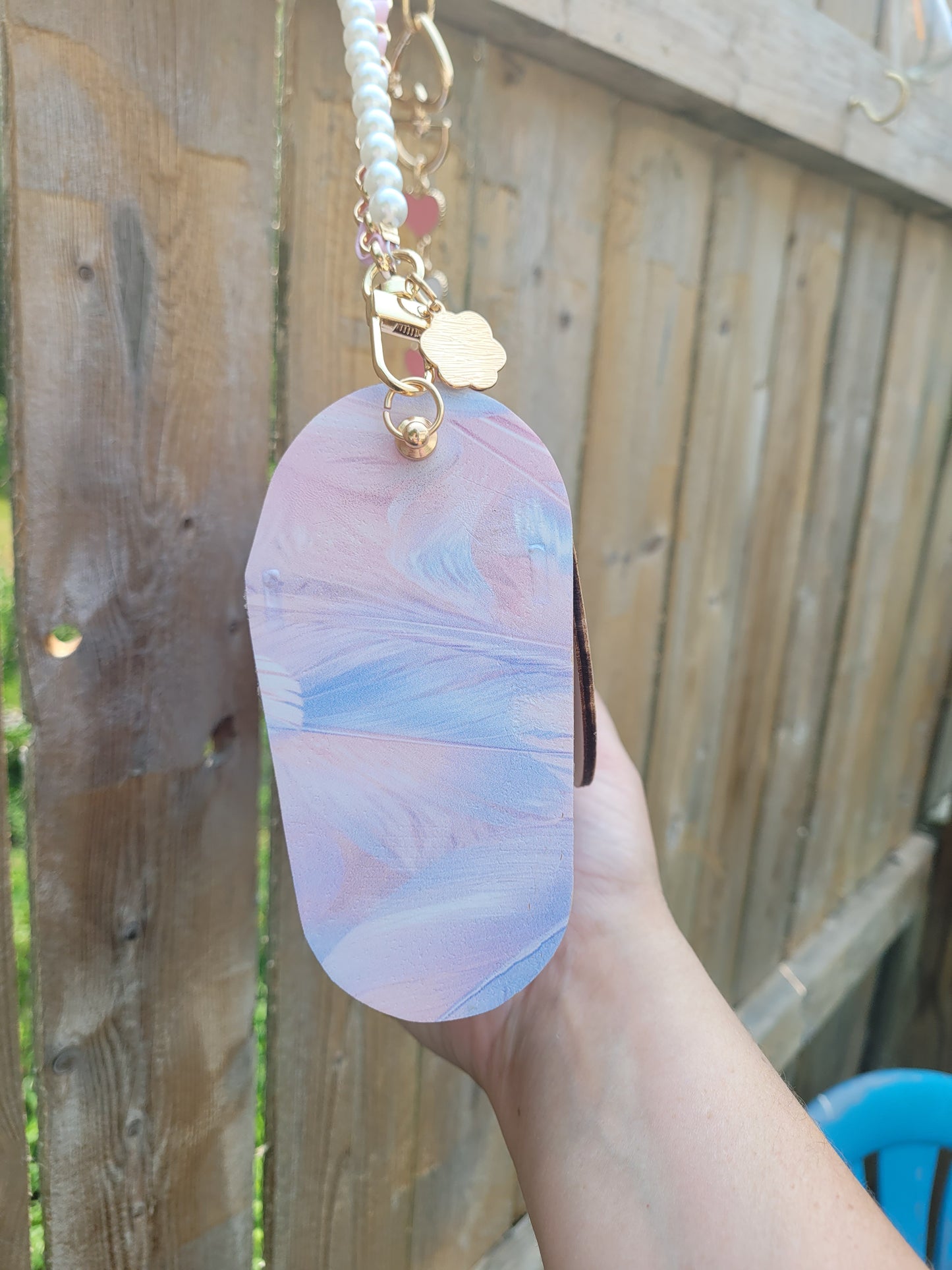 Pastel Feather Wooden Clutch Purse | Handmade Pearl Chain Crossbody Bag