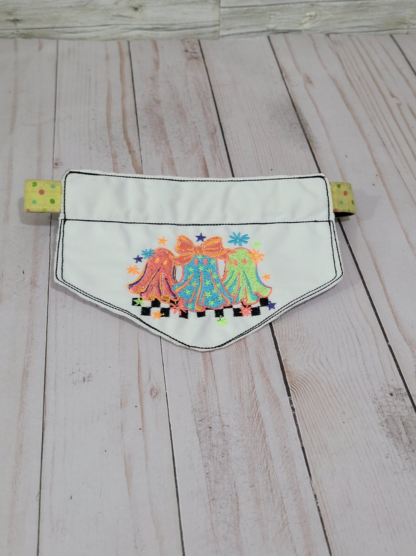 Embroidered Halloween Dog Bandana | Ghost Trio Pet Scarf | Cute Fall Dog Accessory