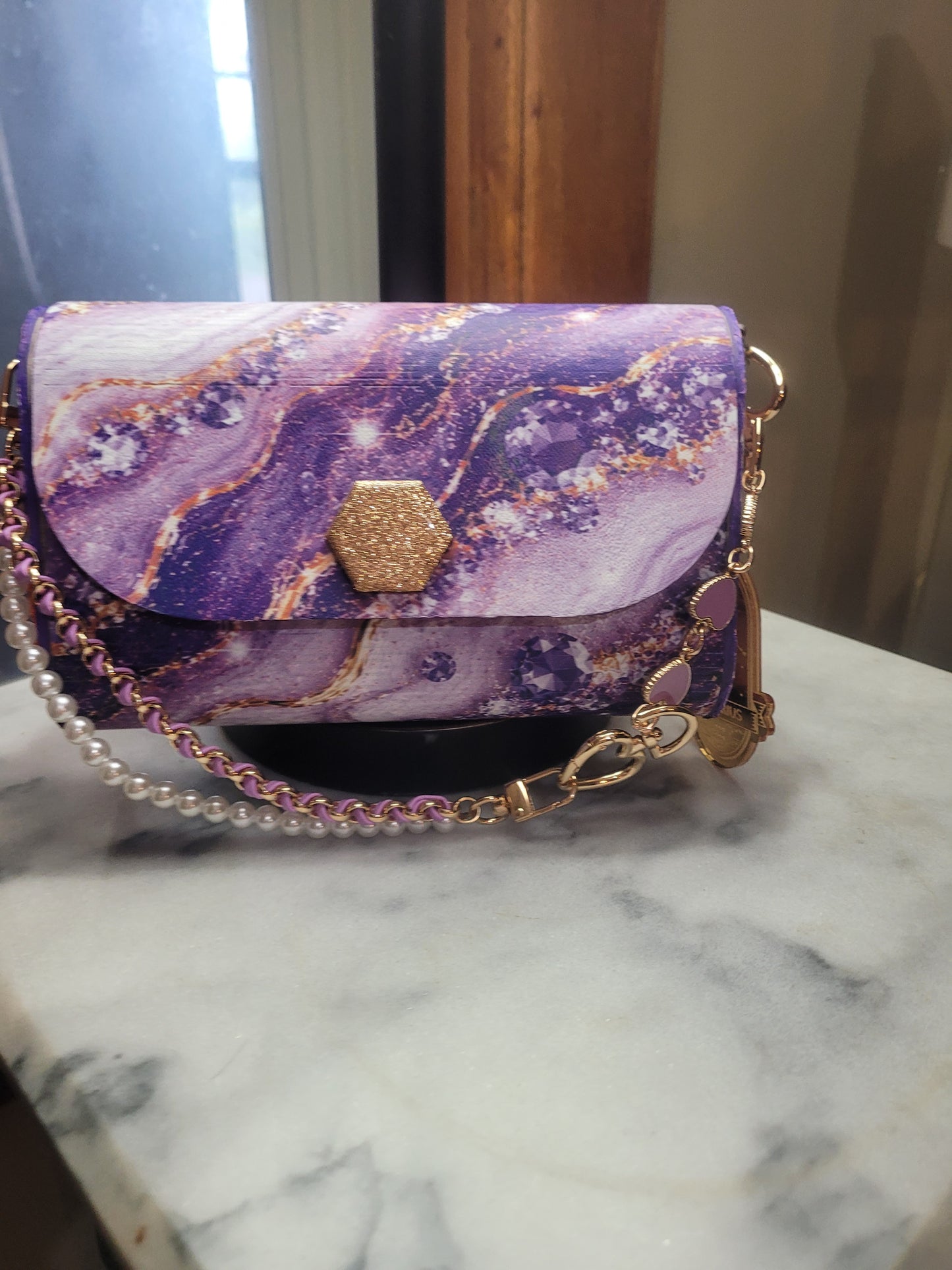 Zodiac Birthstone Wooden Purse | Handmade Crossbody Clutch | Personalized Zodiac Gift
