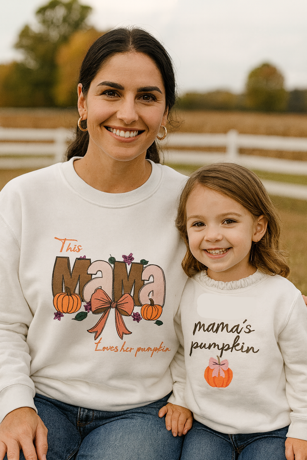 Mama’s Pumpkin Matching Fall Set | Embroidered Sweatshirt + Personalized Dog Bandana | Mommy & Me + Pet Outfit for Pumpkin Patch & Fall Photos