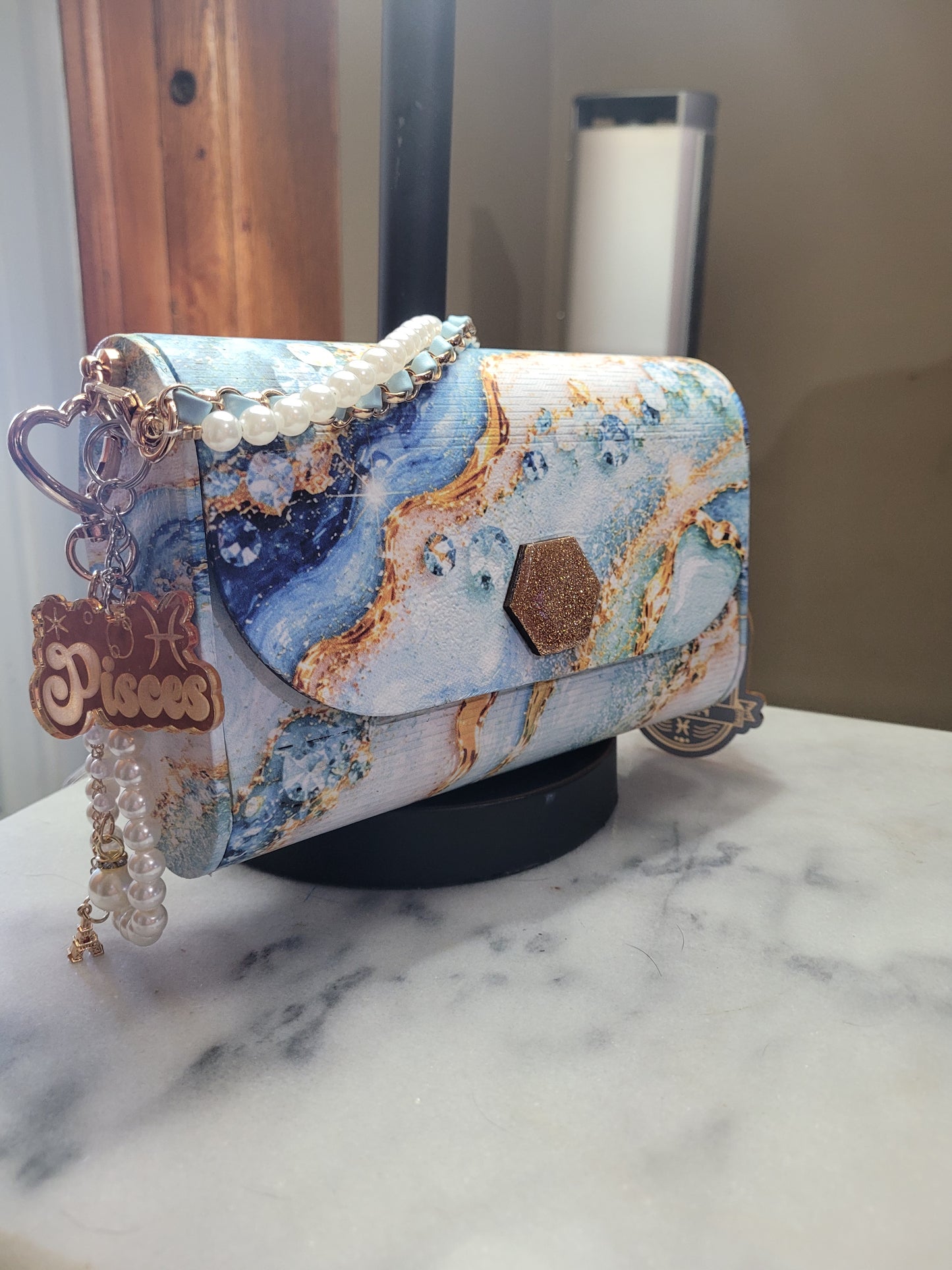 Zodiac Birthstone Wooden Purse | Handmade Crossbody Clutch | Personalized Zodiac Gift