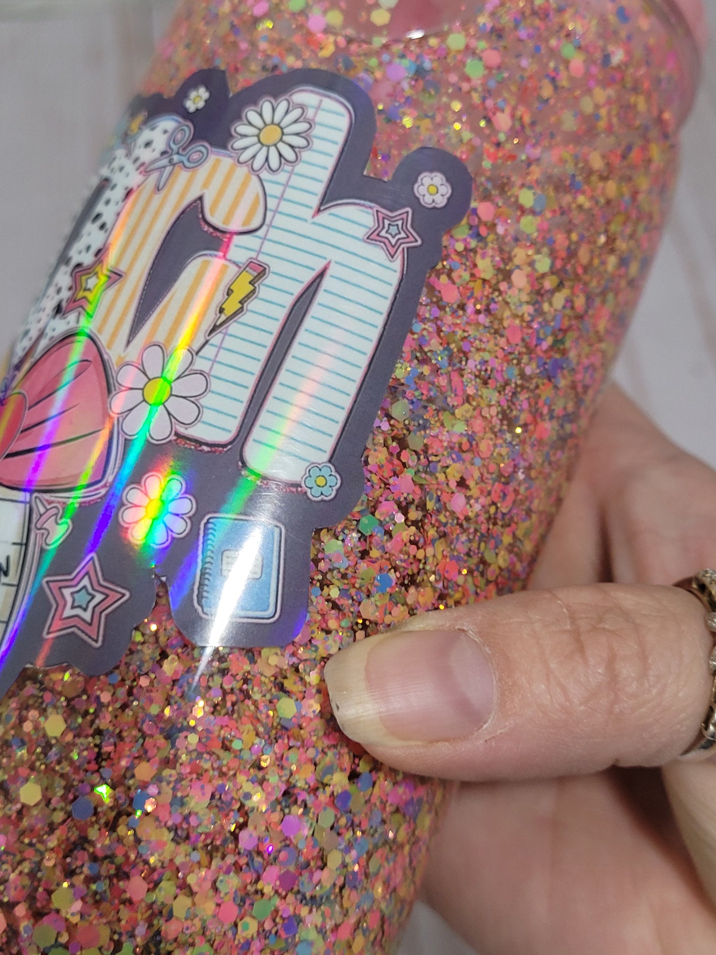 Custom Glitter Teacher Tumbler with Straw – Personalized Teacher Appreciation Gift