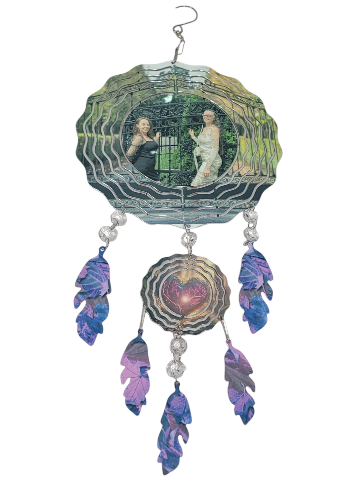 Custom Photo Wind Spinner with Charms – Personalized Memorial / Gift