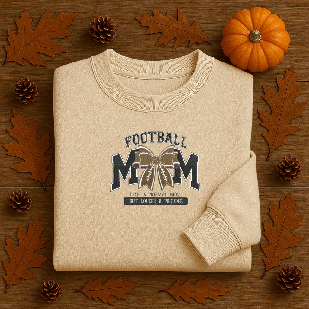 Embroidered Football Mom Sweatshirt | Game Day Crewneck | Loud & Proud Mom Sweater