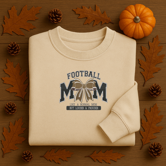Embroidered Football Mom Sweatshirt | Game Day Crewneck | Loud & Proud Mom Sweater