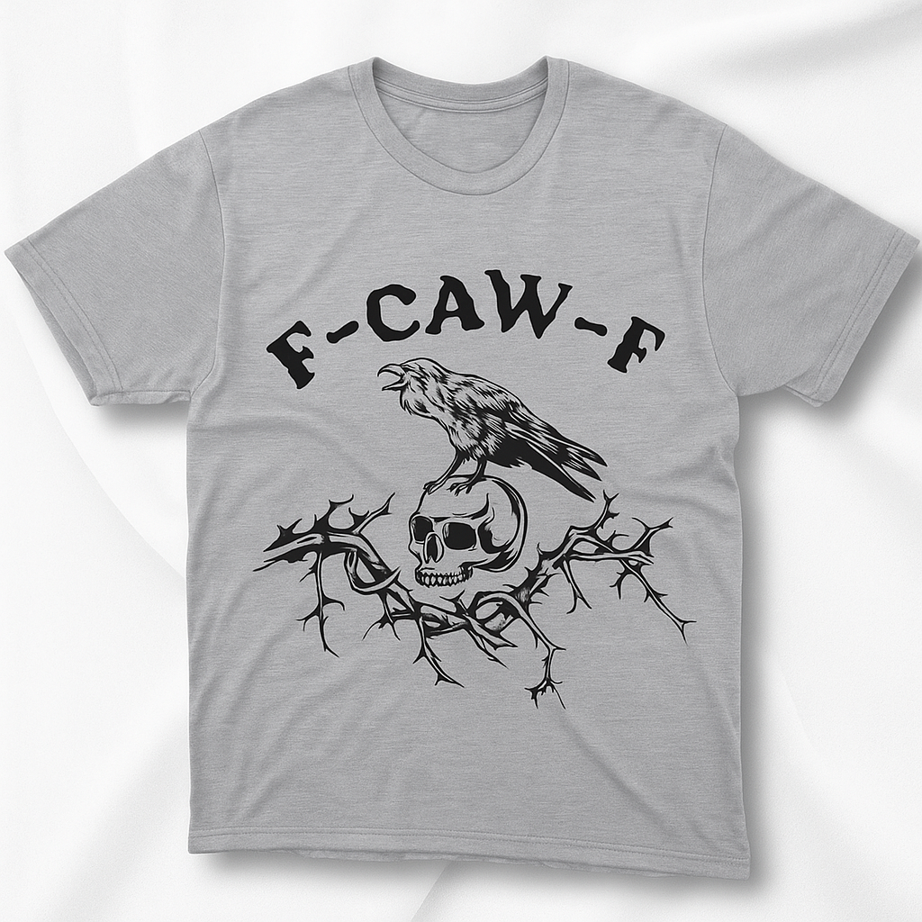F-CAW-F Raven Skull Graphic Tee | Gothic Streetwear Unisex T-Shirt