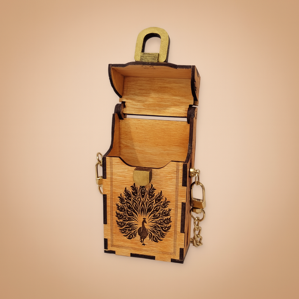 Wooden Peacock Hip Bag / Mini Purse – Handcrafted & Customizable