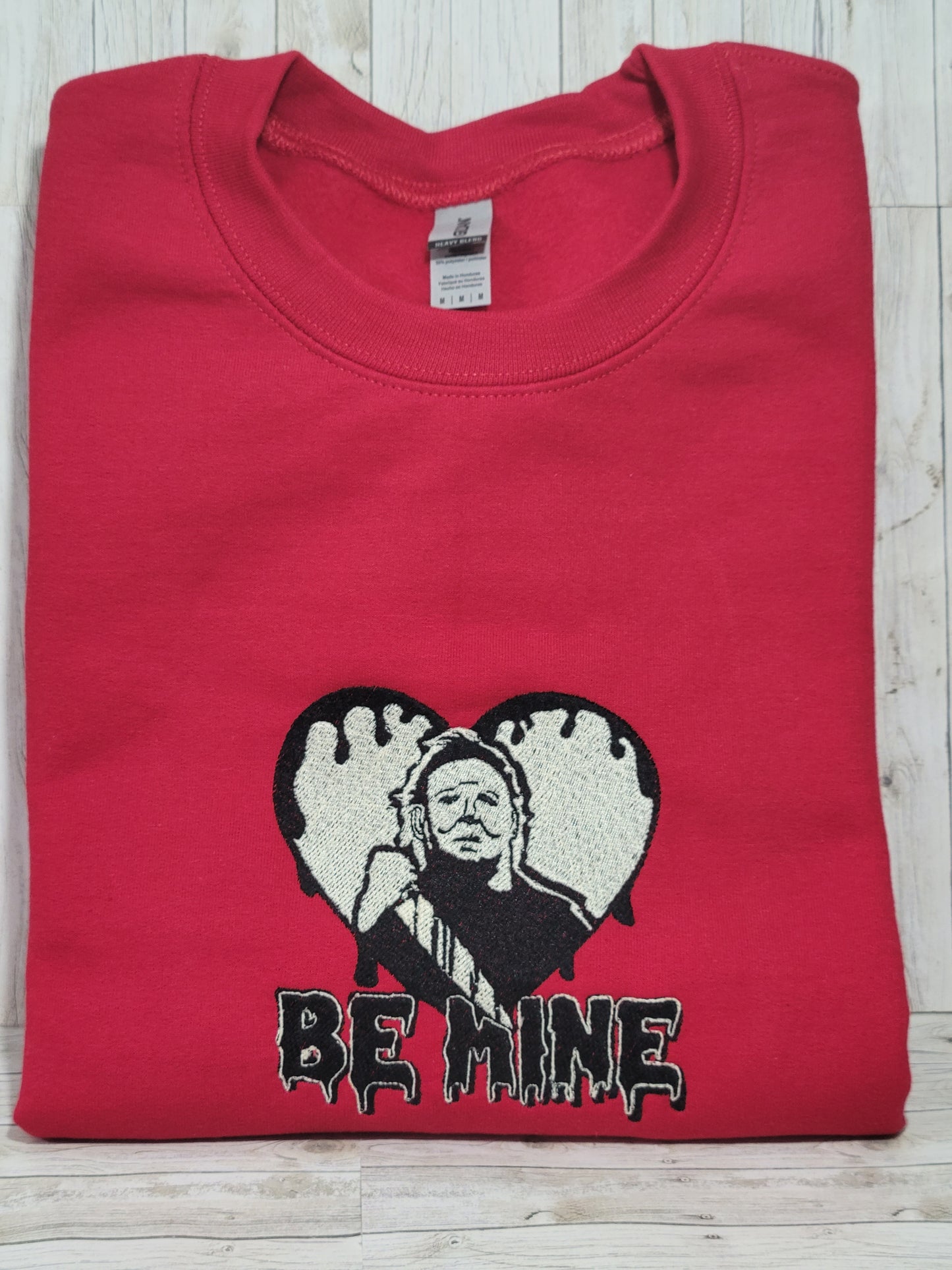 Be Mine Embroidered Horror Valentine’s Sweatshirt – Spooky Cute Handmade