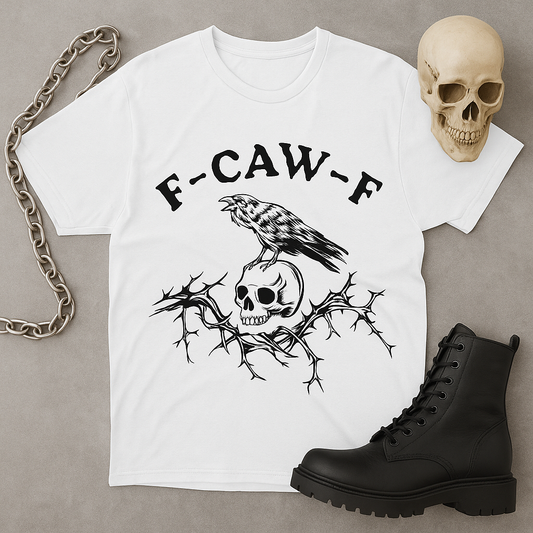 F-CAW-F Raven Skull Graphic Tee | Gothic Streetwear Unisex T-Shirt