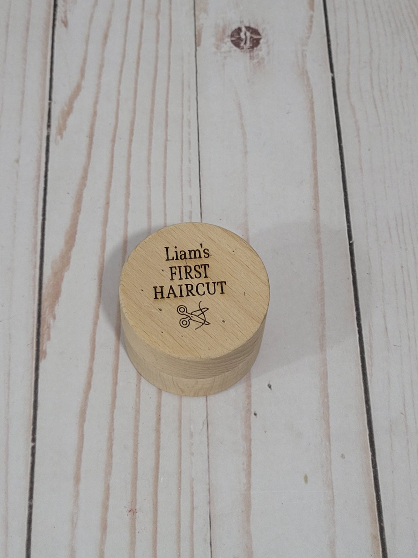 Personalized Wooden Baby Keepsake Box – First Haircut Memory Holder ✂️👶