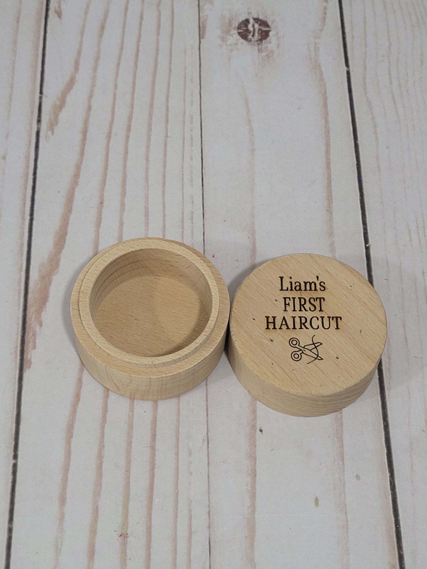 Personalized Wooden Baby Keepsake Box – First Haircut Memory Holder ✂️👶