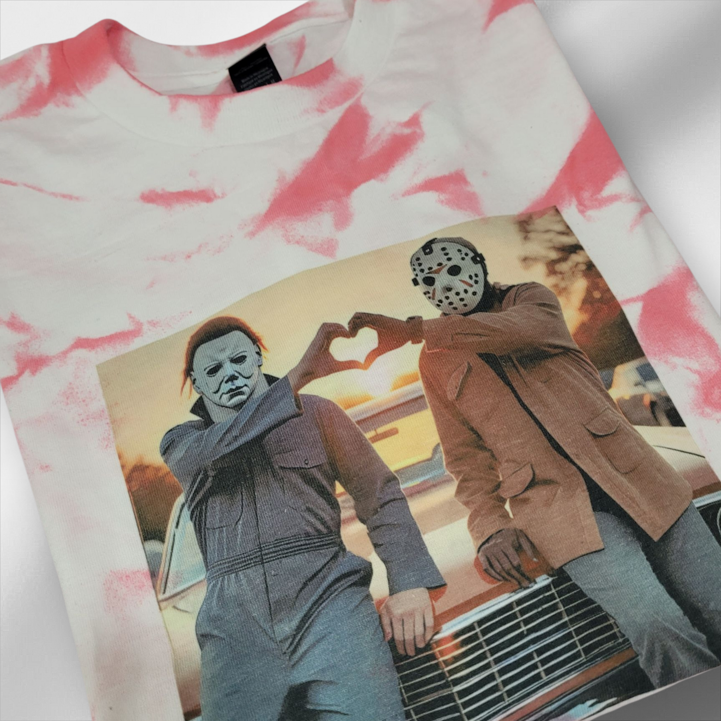 Spooky Cute Tie-Dye Halloween T-Shirt – Michael & Jason Heart Hands Graphic Tee