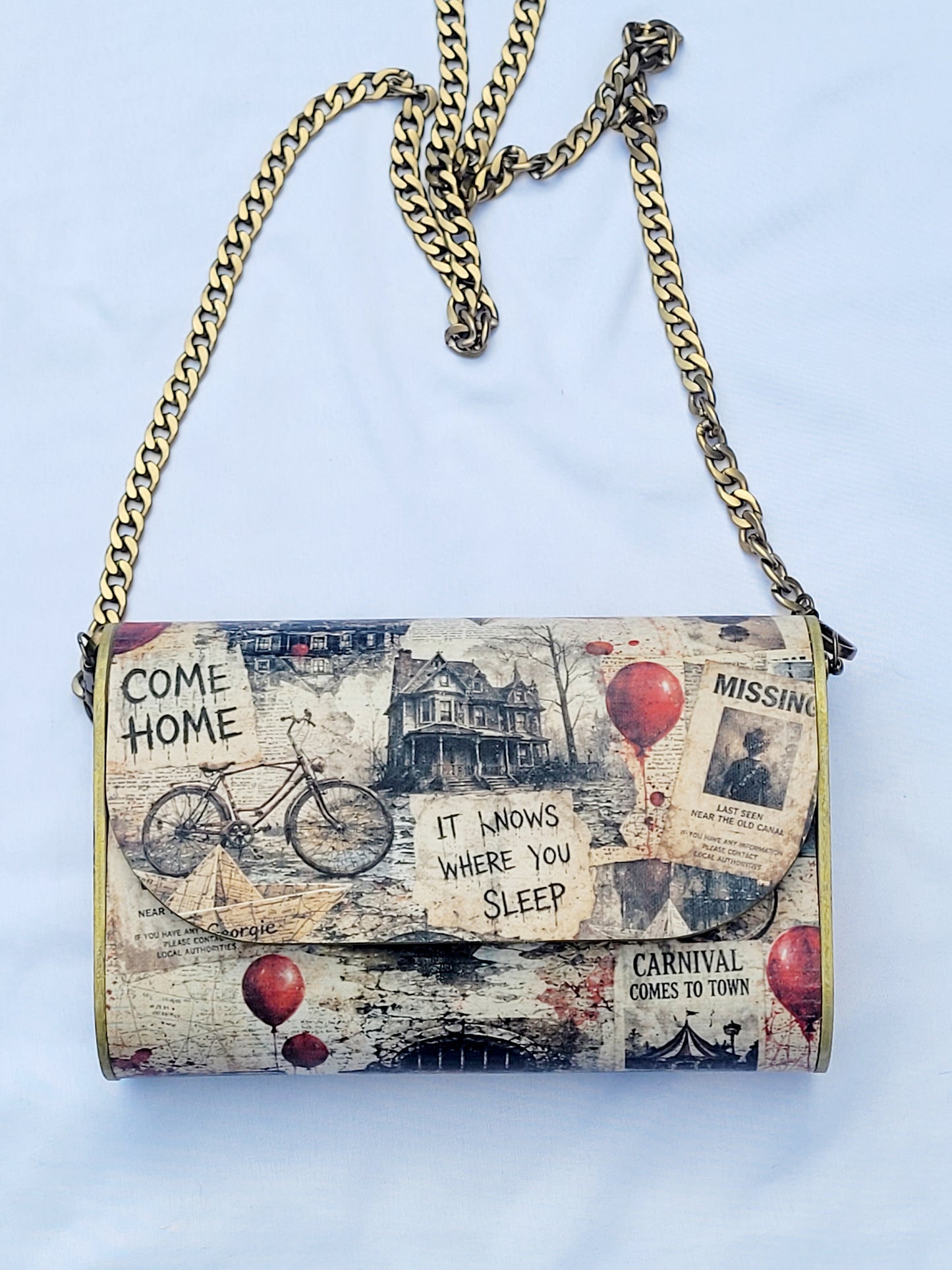 Vintage Horror Collage Handmade Crossbody Purse