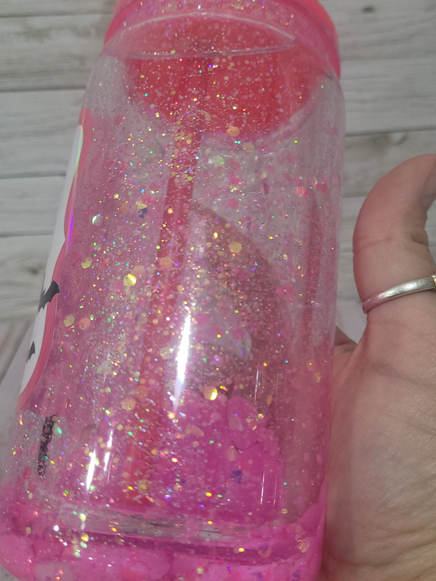 Mean Ghouls Glitter Tumbler with Straw | Pink Halloween Cup | Spooky Ghosts Drinkware