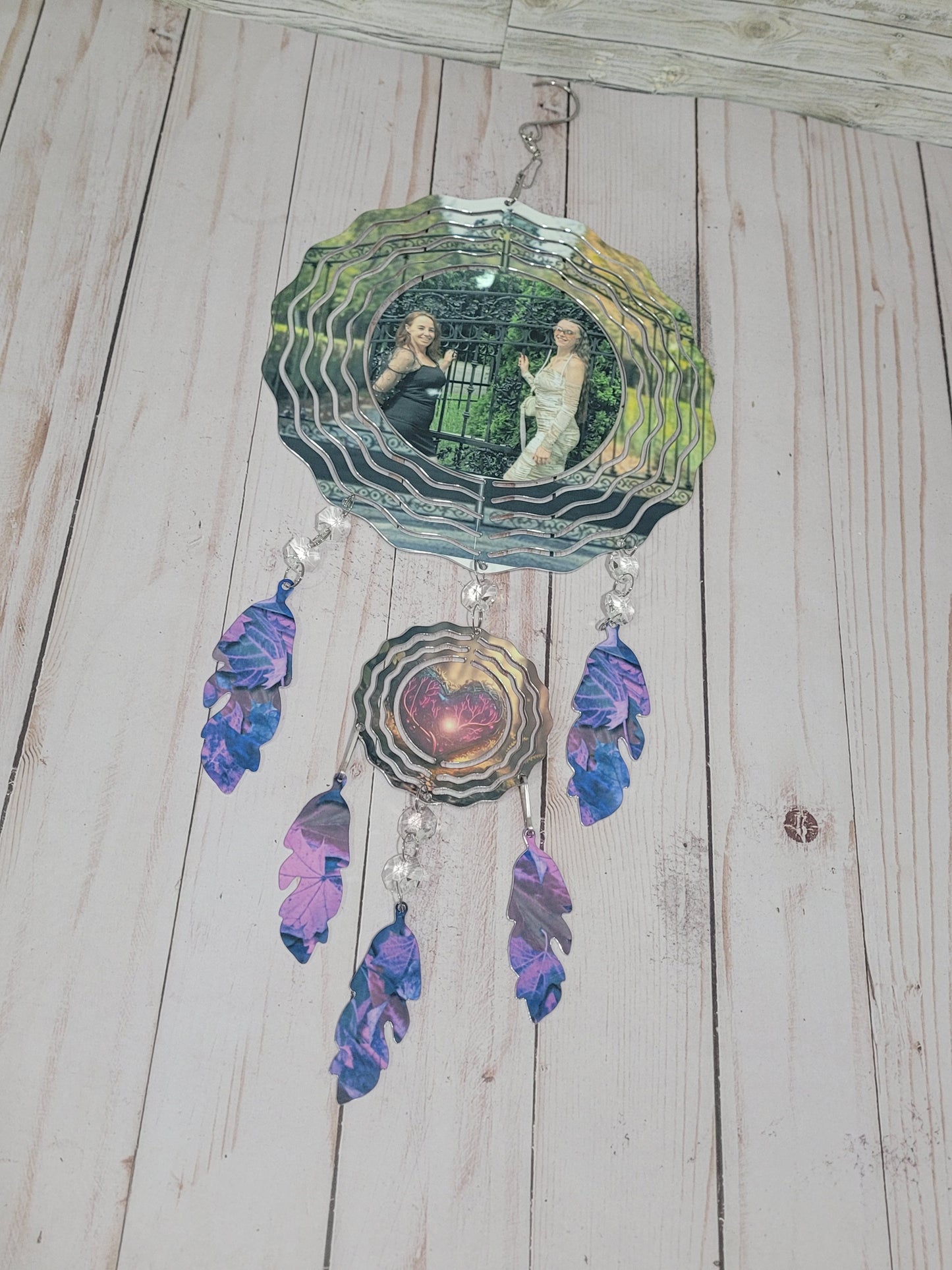 Custom Photo Wind Spinner with Charms – Personalized Memorial / Gift
