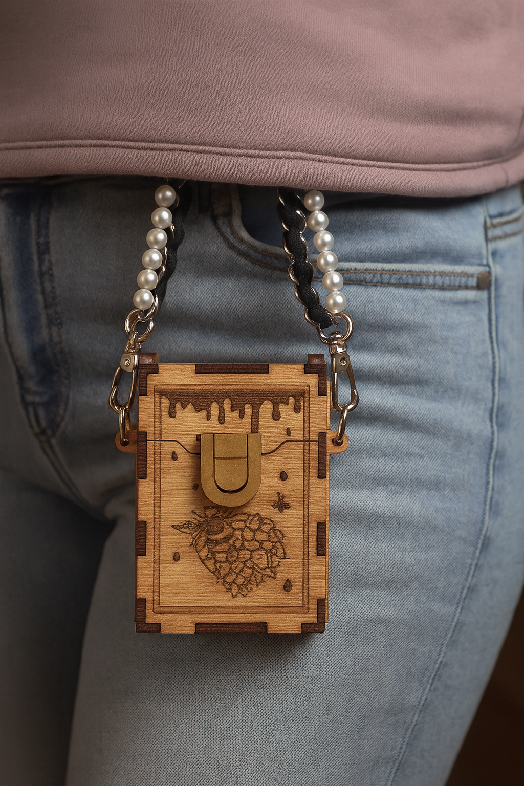 Wooden Peacock Hip Bag / Mini Purse – Handcrafted & Customizable
