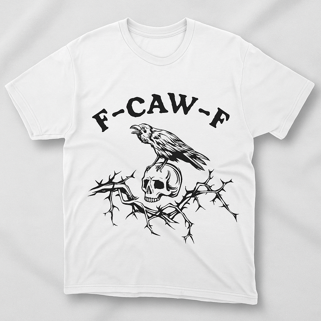 F-CAW-F Raven Skull Graphic Tee | Gothic Streetwear Unisex T-Shirt