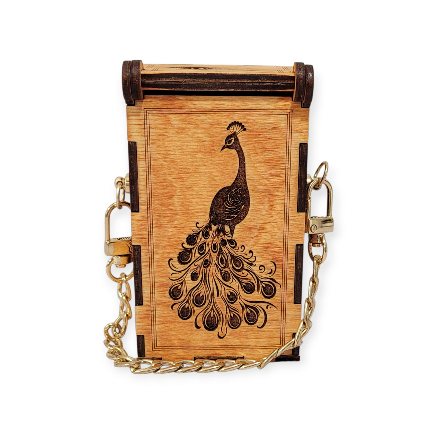 Wooden Peacock Hip Bag / Mini Purse – Handcrafted & Customizable