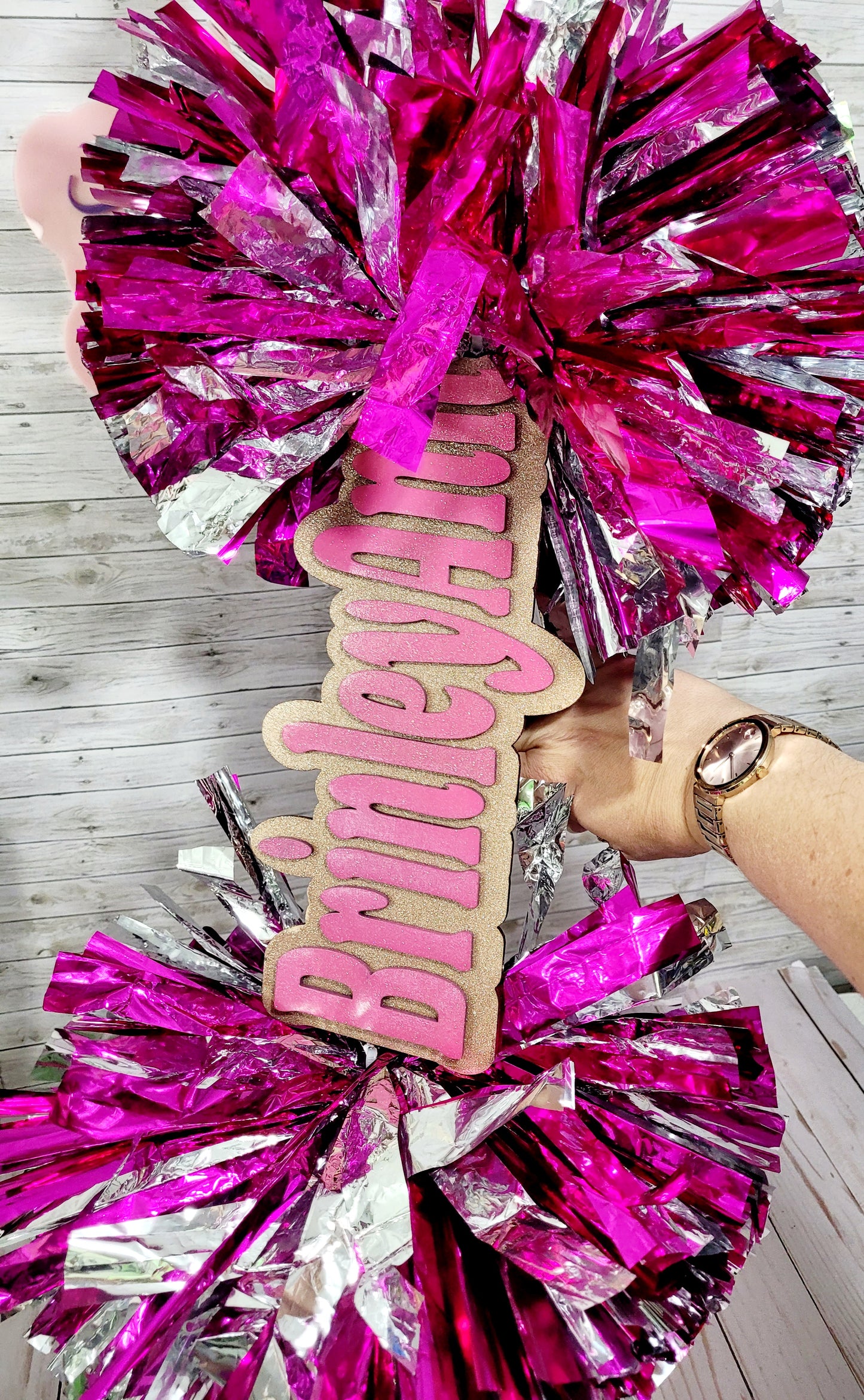 Personalized Cheer Stick with Name | Custom Pom Pom Spirit Stick | Cheerleader Gift