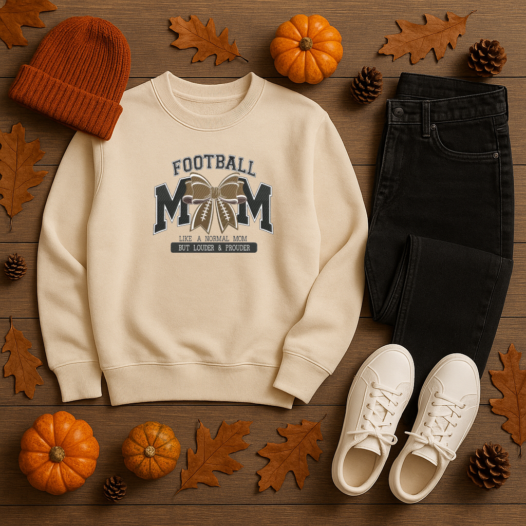 Embroidered Football Mom Sweatshirt | Game Day Crewneck | Loud & Proud Mom Sweater