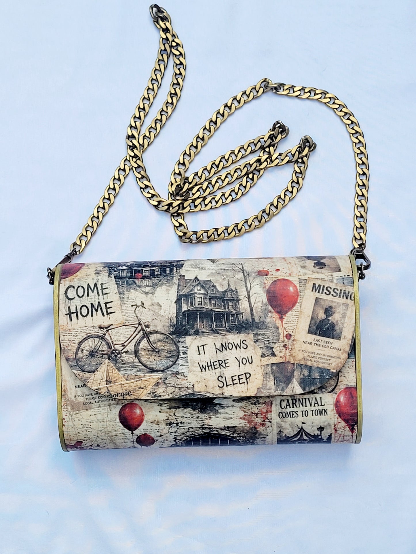 Vintage Horror Collage Handmade Crossbody Purse