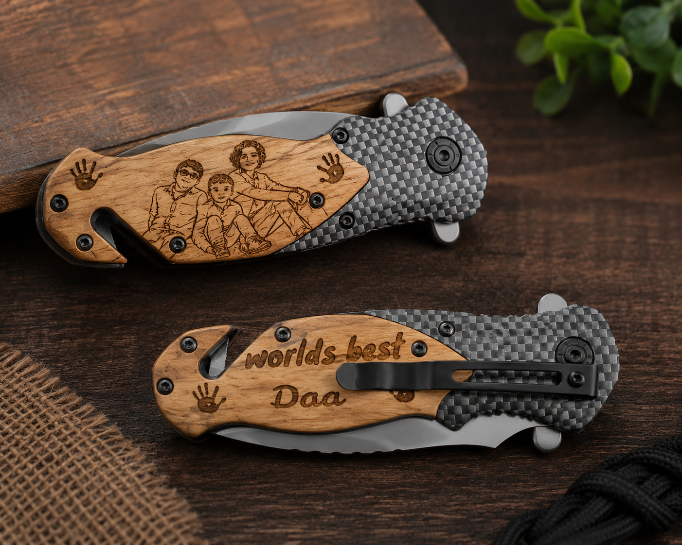 Custom Engraved Pocket Knife for Dad | Personalized Photo Knife Gift | Father’s Day Gift for Dad, Grandpa, Papa
