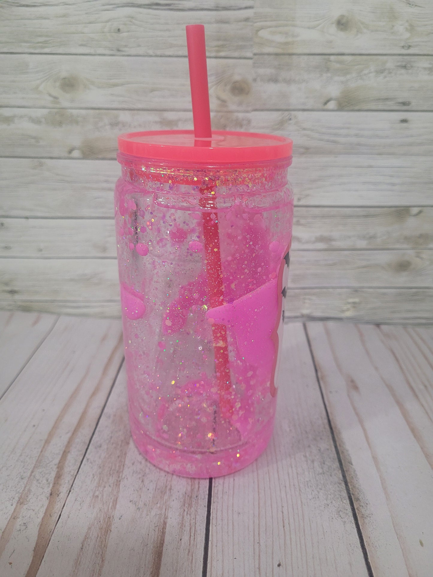 Mean Ghouls Glitter Tumbler with Straw | Pink Halloween Cup | Spooky Ghosts Drinkware